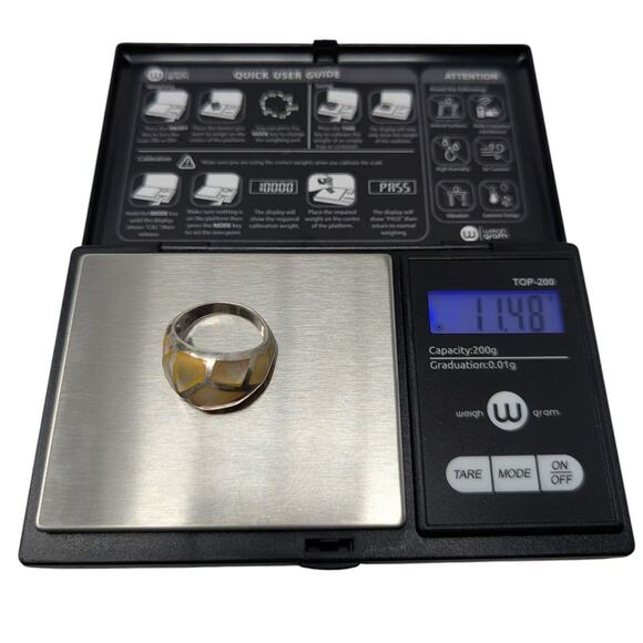 925 Sterling Silver & Mother of Pearl Mosaic Dome Ring – Size 8.5, 11.48g - Picture 6 of 6